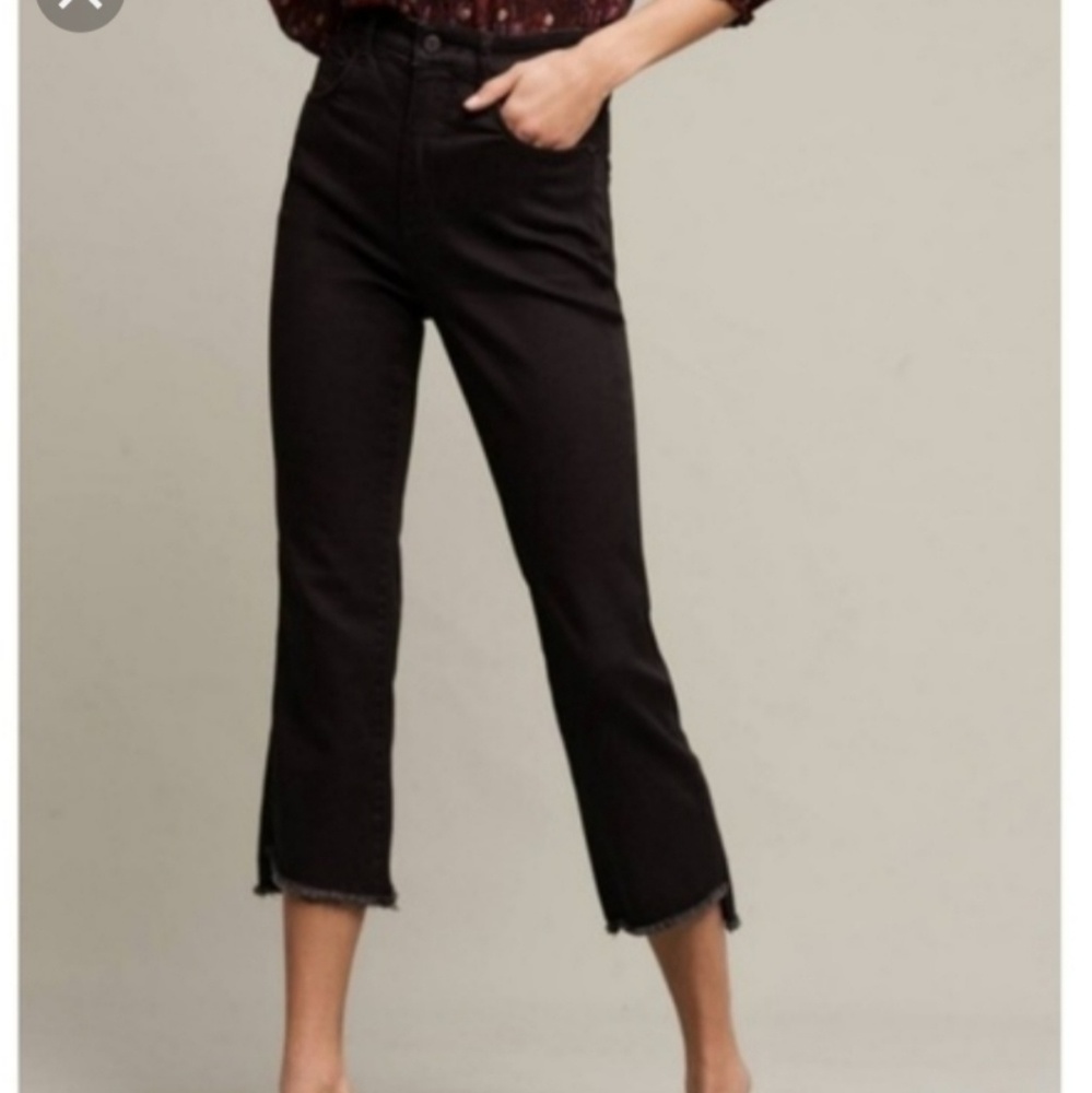 Pilcro high-rise crop flare raw hem jeans